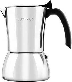 LuxHaus Stovetop Espresso Maker 6 Cup Moka Pot Coffee Maker 100% Stainless Steel
