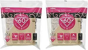 Hario 02 100-Count Coffee Natural Paper Filters 2-Pack Value Set